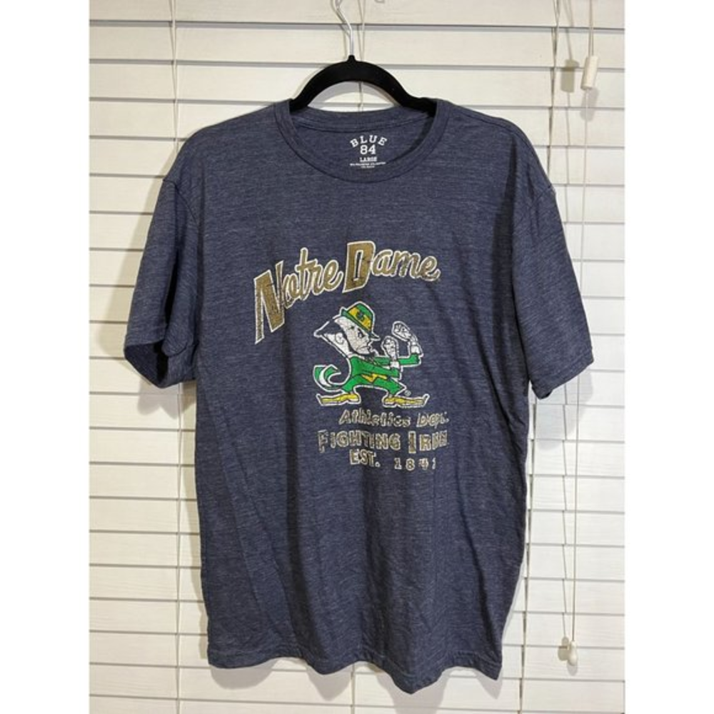 Blue 84 Retro Style Notre Dame Fighting Irish Shirt - Size‎ L